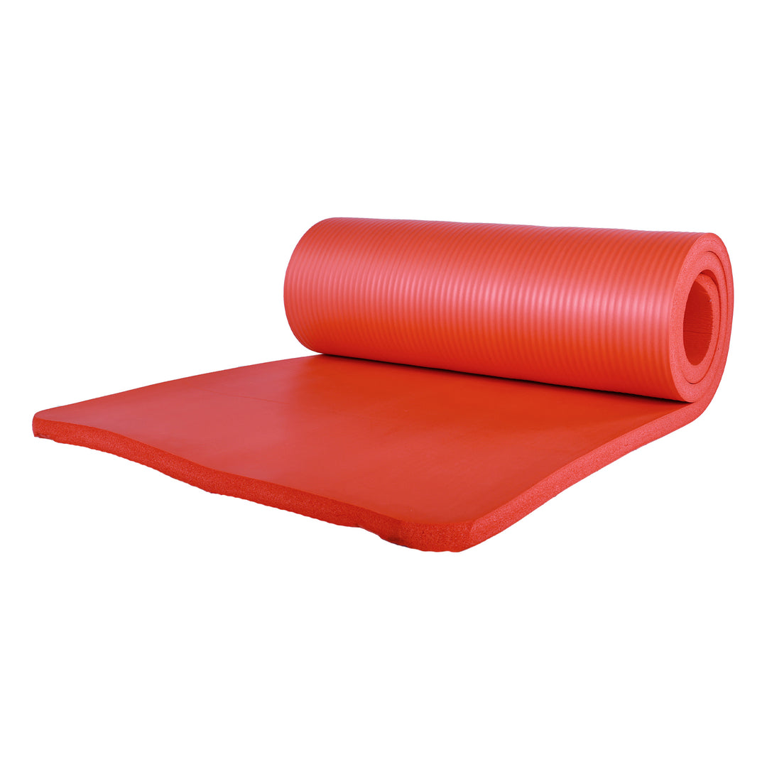 BalanceFrom 1" Extra Thick Yoga Mat w/Knee Pad and Carrying Strap, Red(Open Box) - VMInnovations