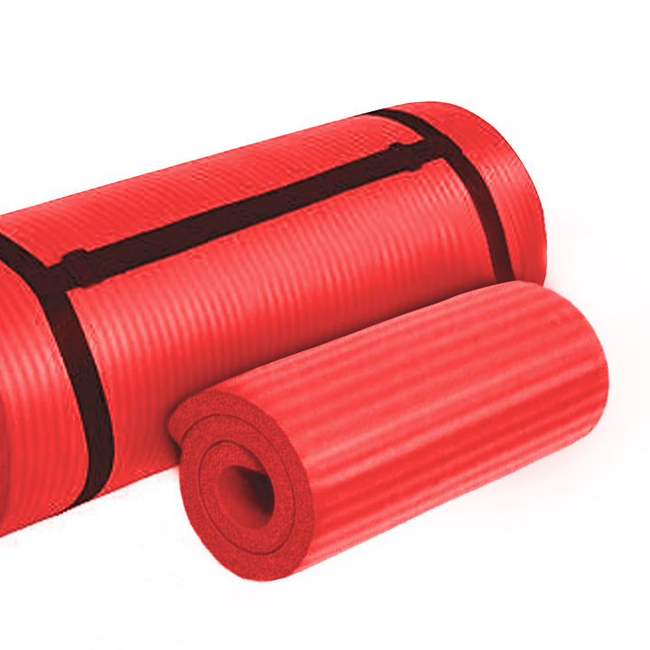 BalanceFrom 1" Extra Thick Yoga Mat w/Knee Pad and Carrying Strap, Red(Open Box) - VMInnovations