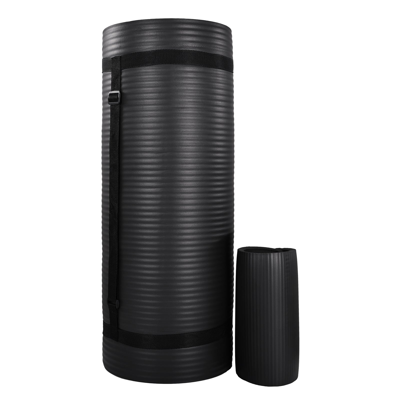 BalanceFrom Fitness 1" Extra Thick Yoga Mat w/Knee Pad and Carrying Strap, Black - VMInnovations