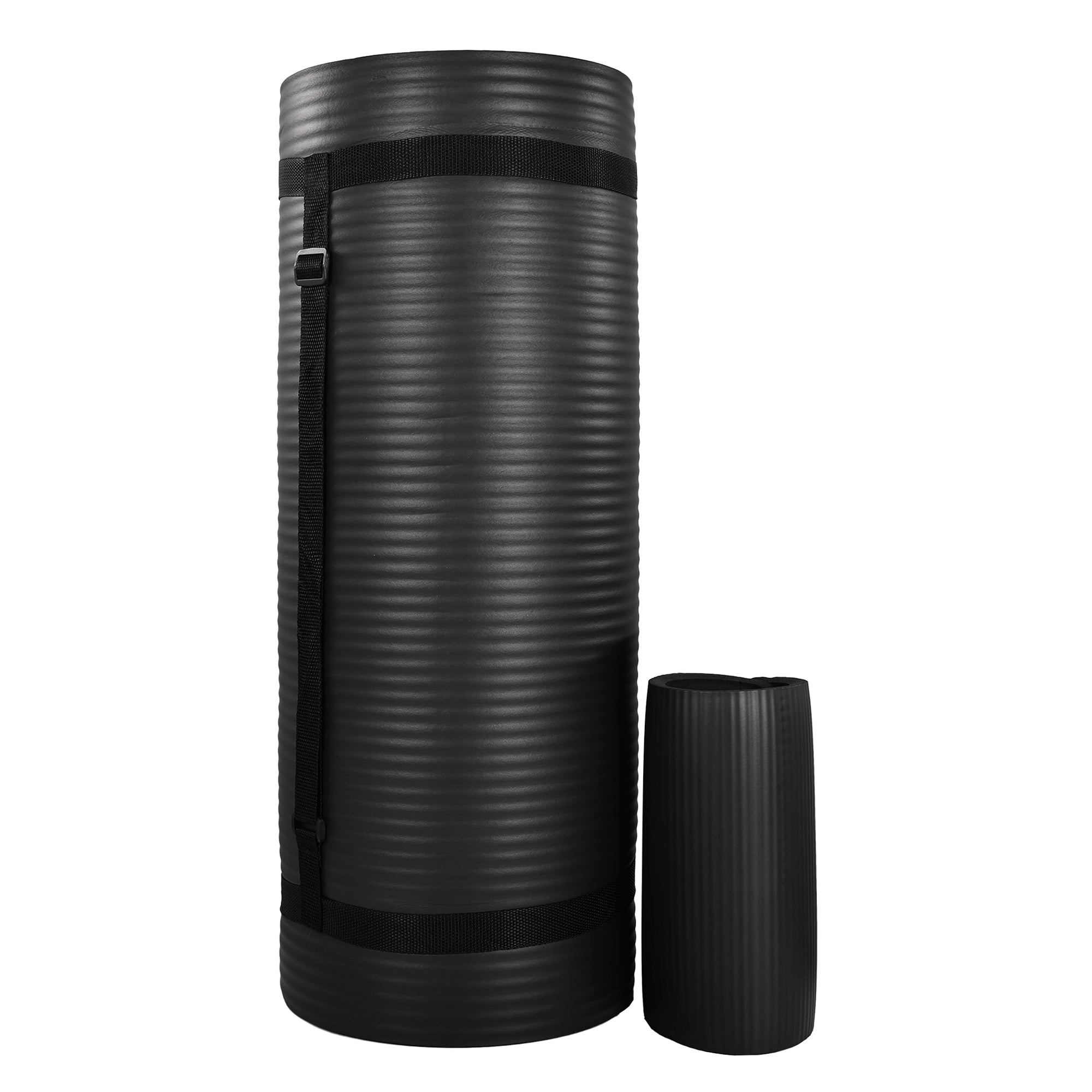 BalanceFrom Yoga Mat with Knee Pad, Yoga Blocks, Carrying Strap, and Extra 1-Inch Foam, Exercise Mat for Gym or Home Workout, 71" x 24", Black