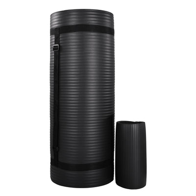 BalanceFrom Yoga Mat with Knee Pad, Yoga Blocks, Carrying Strap, and Extra 1-Inch Foam, Exercise Mat for Gym or Home Workout, 71" x 24", Black