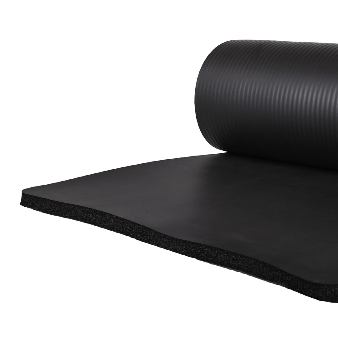 BalanceFrom 1" Extra Thick Yoga Mat w/Knee Pad & Carrying Strap, Black(Open Box)