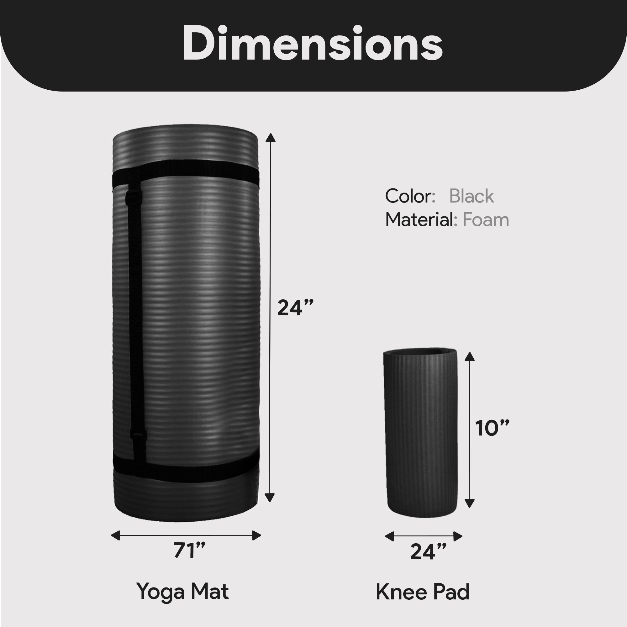 BalanceFrom 1" Extra Thick Yoga Mat w/Knee Pad and Carrying Strap, Black (Used) - VMInnovations