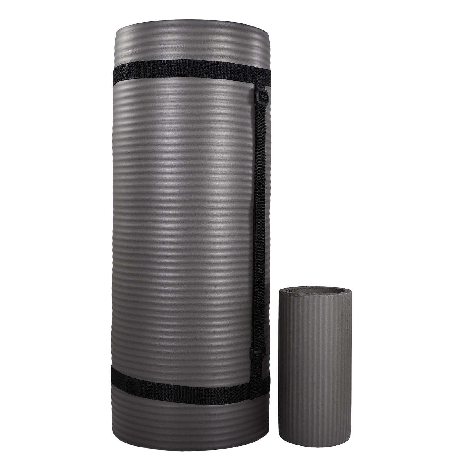 BalanceFrom Fitness 1" Thick Yoga Mat w/Knee Pad & Carrying Strap, Gray(OpenBox) - VMInnovations