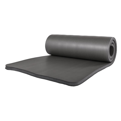 BalanceFrom Fitness 1" Extra Thick Yoga Mat w/Knee Pad and Carrying Strap, Gray