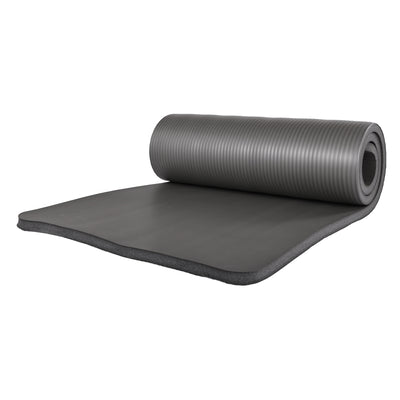 BalanceFrom Fitness 1" Thick Yoga Mat w/Knee Pad & Carrying Strap, Gray(OpenBox)