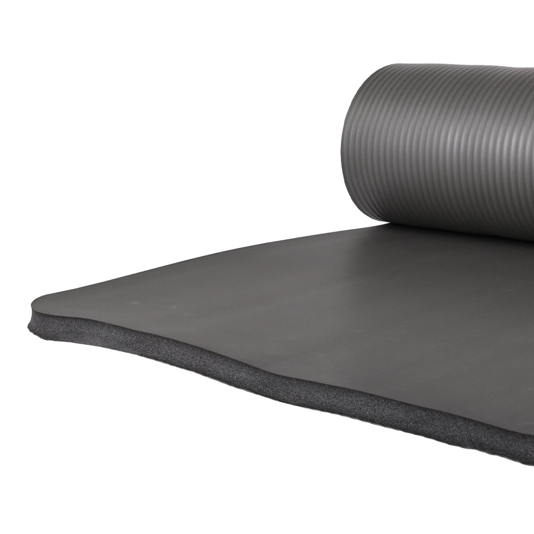 BalanceFrom Fitness 1" Thick Yoga Mat w/Knee Pad and Carrying Strap, Gray (Used)