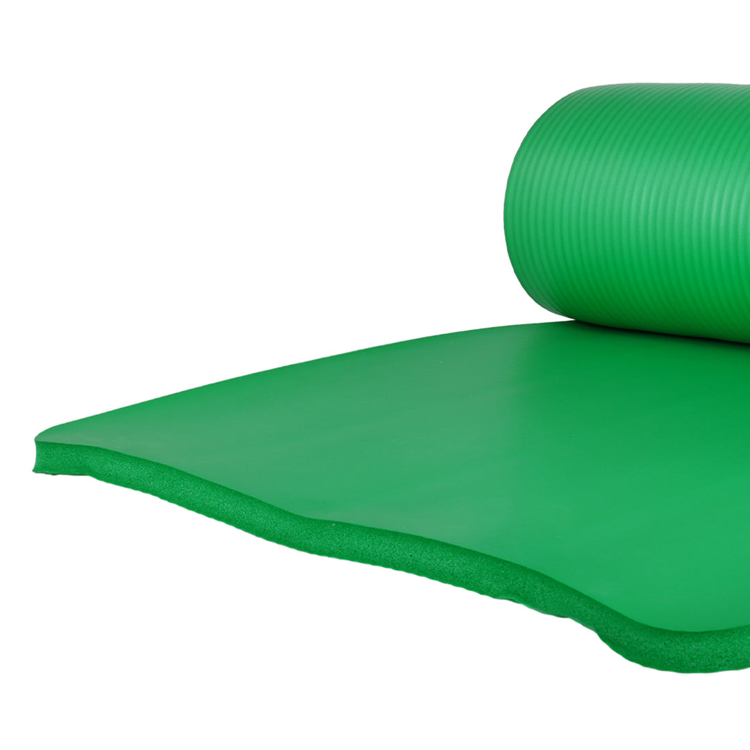 BalanceFrom Fitness 1" Extra Thick Yoga Mat w/Knee Pad and Strap, Green (Used)