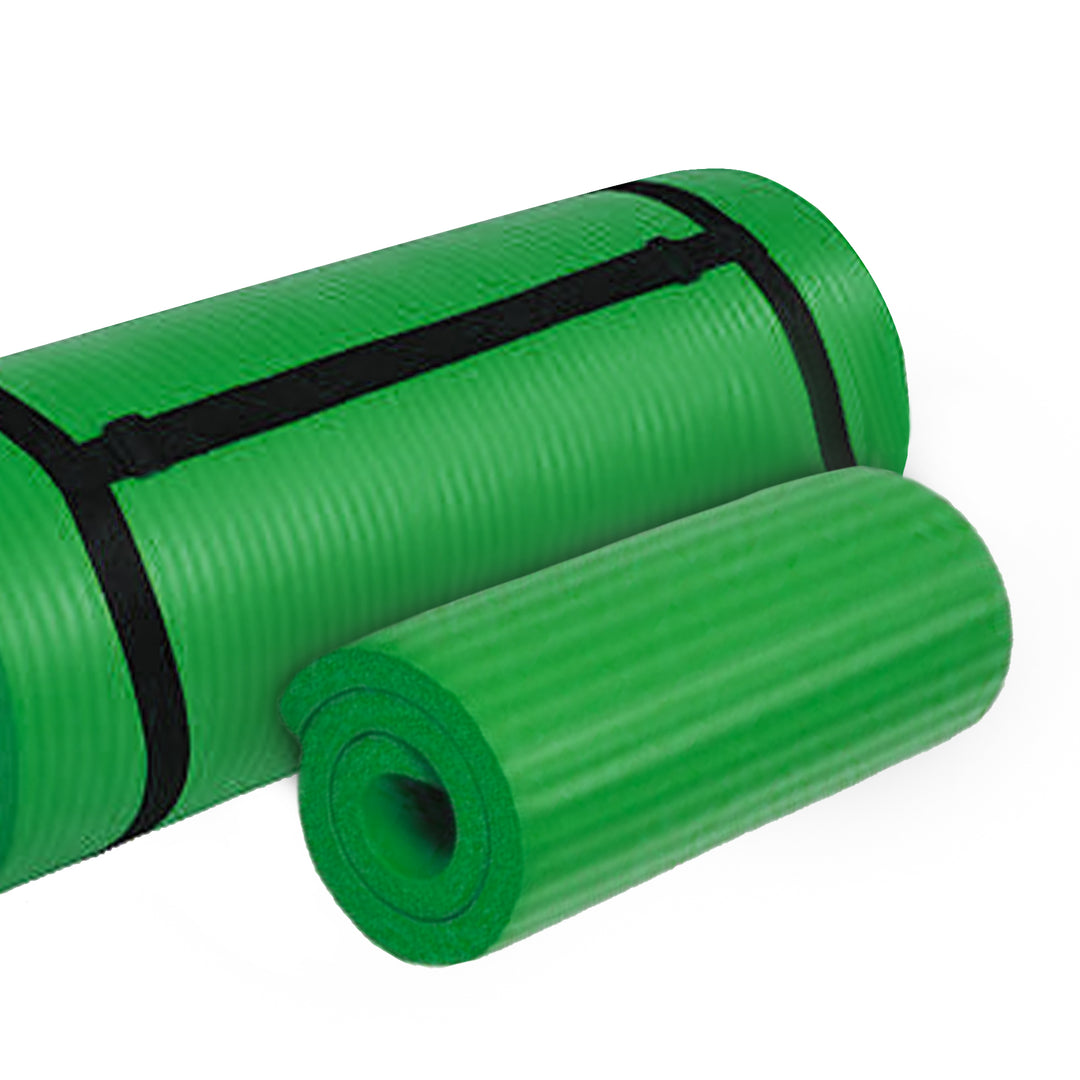 BalanceFrom Fitness 1" Extra Thick Yoga Mat w/Knee Pad and Strap, Green (Used)