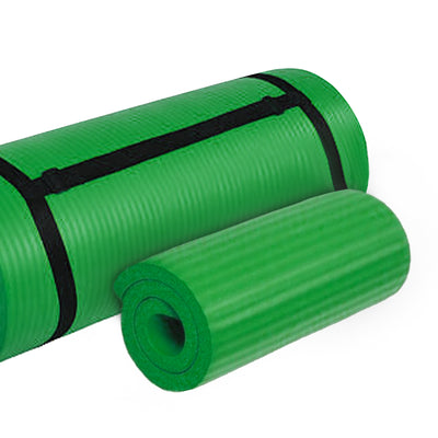 BalanceFrom Fitness 1" Extra Thick Yoga Mat w/Knee Pad and Carrying Strap, Green - VMInnovations