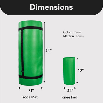 BalanceFrom Fitness 1" Extra Thick Yoga Mat w/Knee Pad and Carrying Strap, Green