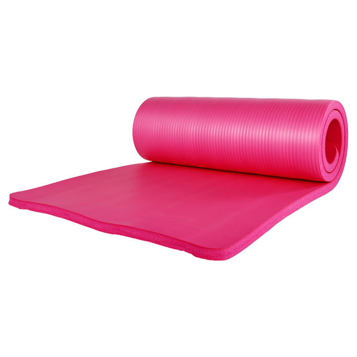 BalanceFrom 1" Extra Thick Yoga Mat w/Knee Pad and Carrying Strap,Pink(Open Box)