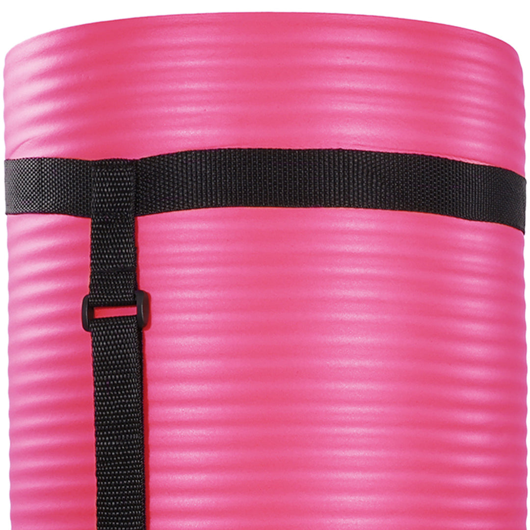 BalanceFrom 1" Extra Thick Yoga Mat w/Knee Pad & Carrying Strap, Pink (Used) - VMInnovations