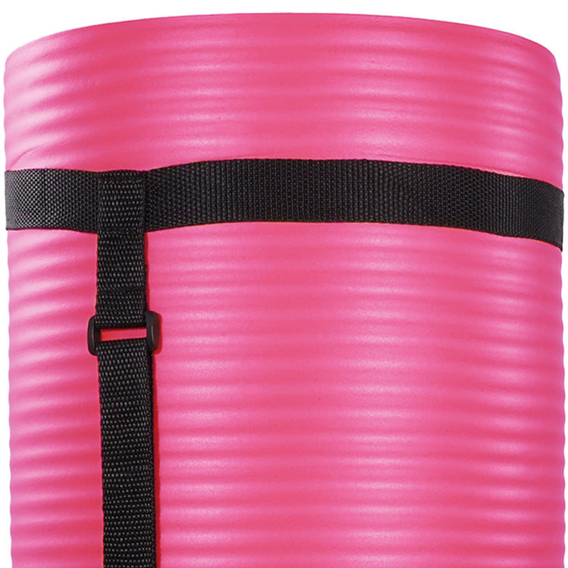 BalanceFrom 1" Extra Thick Yoga Mat w/Knee Pad and Strap, Pink (For Parts)