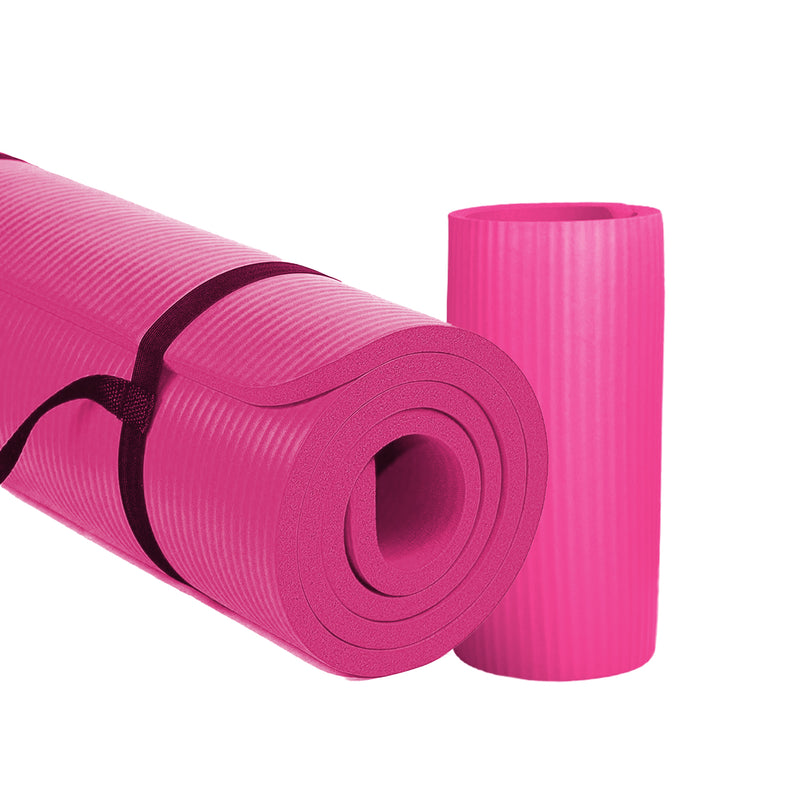 BalanceFrom 1" Extra Thick Yoga Mat w/Knee Pad and Strap, Pink (For Parts)