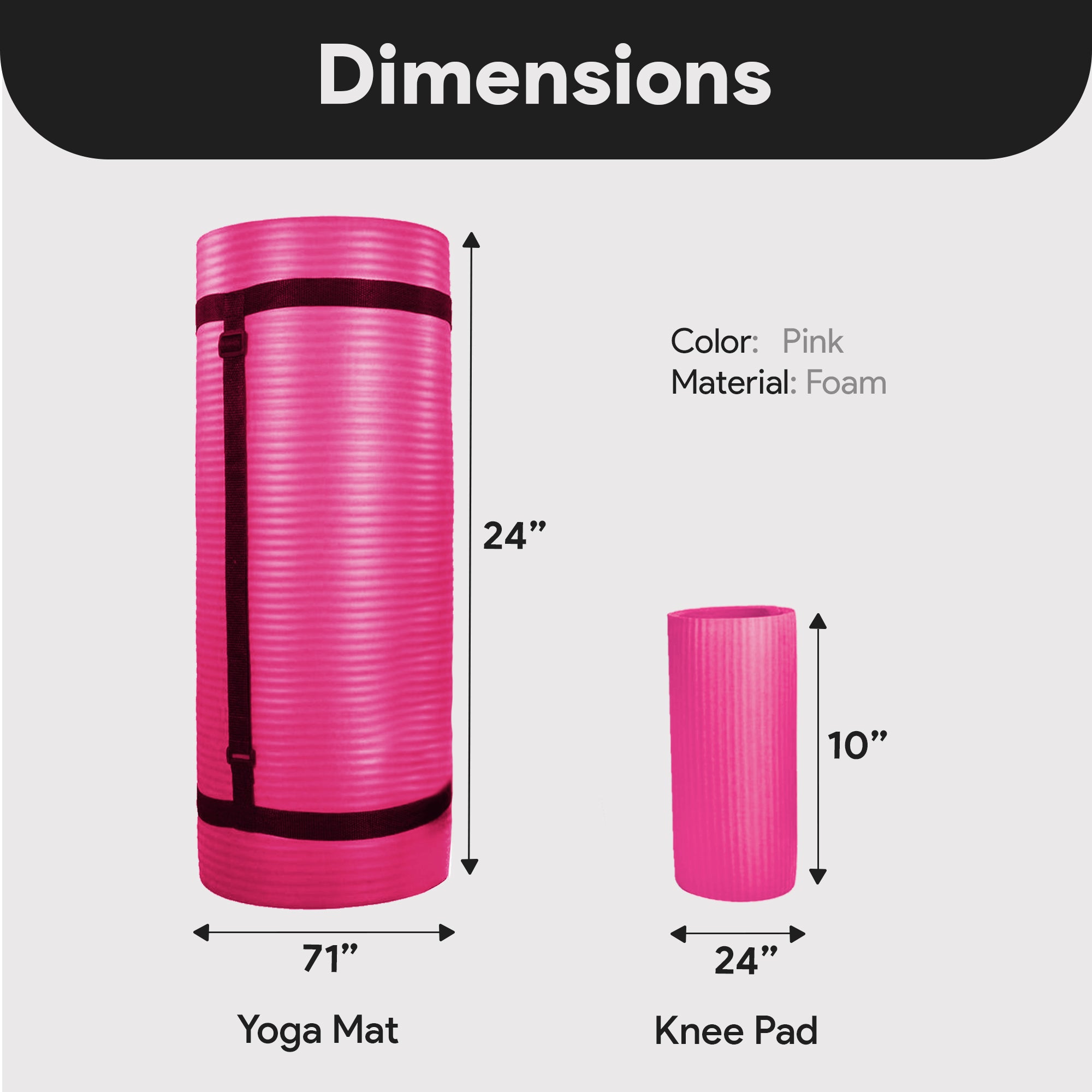 BalanceFrom 1" Extra Thick Yoga Mat w/Knee Pad and Strap, Pink (For Parts) - VMInnovations