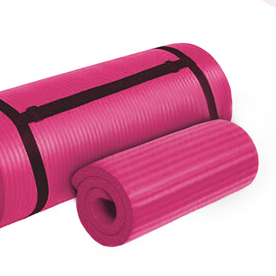 BalanceFrom 1" Extra Thick Yoga Mat w/Knee Pad & Carrying Strap, Pink (Used)