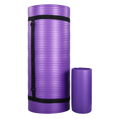 BalanceFrom 1" Extra Thick Yoga Mat w/Knee Pad & Carrying Strap, Purple (Used)