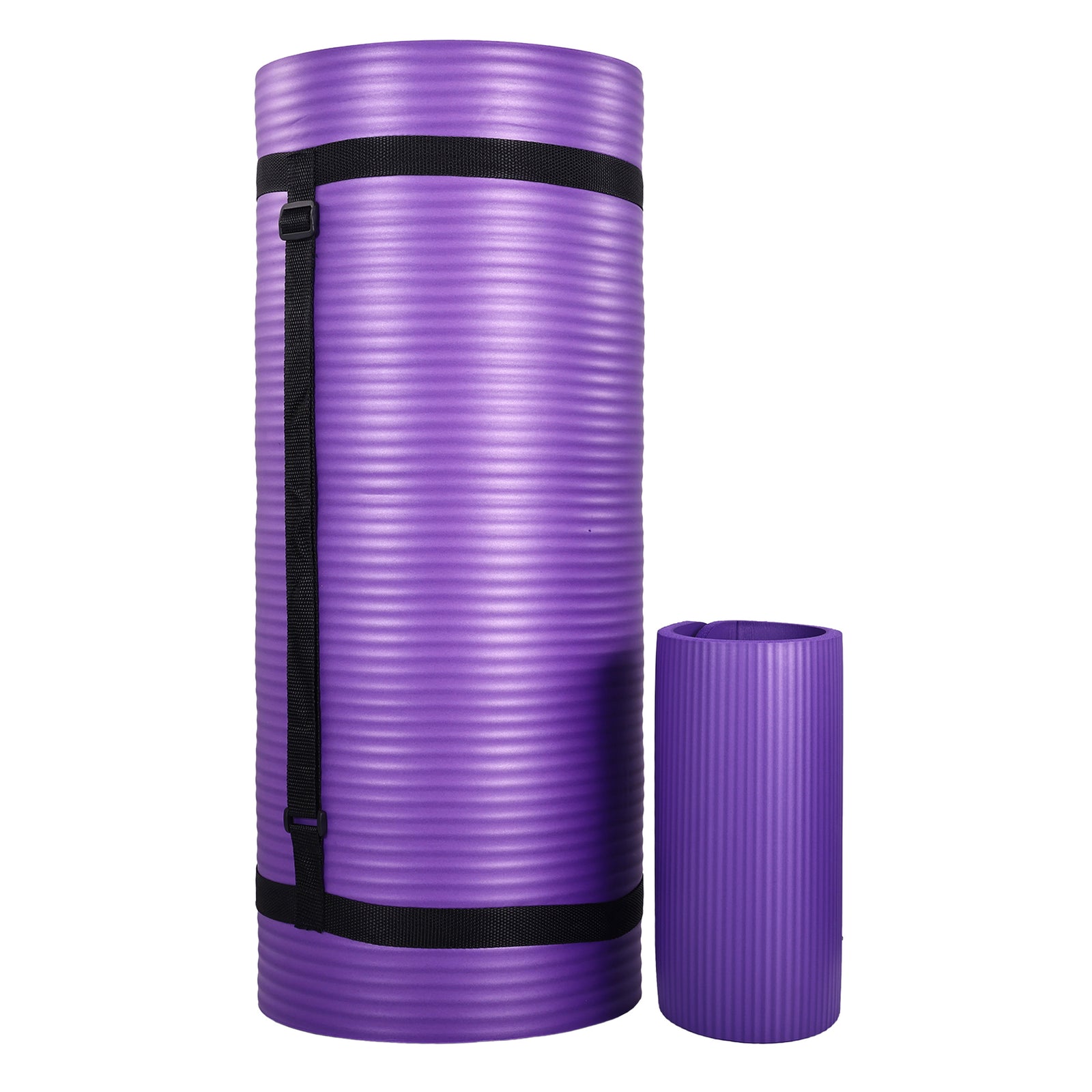 BalanceFrom Yoga Mat with Knee Pad, Yoga Blocks, Carrying Strap, and Extra 1-Inch Foam, Exercise Mat for Gym or Home Workout, 71" x 24", Purple - VMInnovations