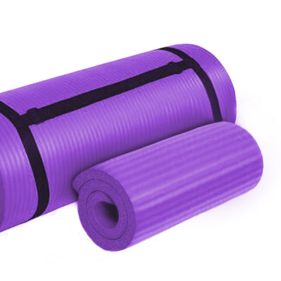 BalanceFrom Yoga Mat with Knee Pad, Yoga Blocks, Carrying Strap, and Extra 1-Inch Foam, Exercise Mat for Gym or Home Workout, 71" x 24", Purple