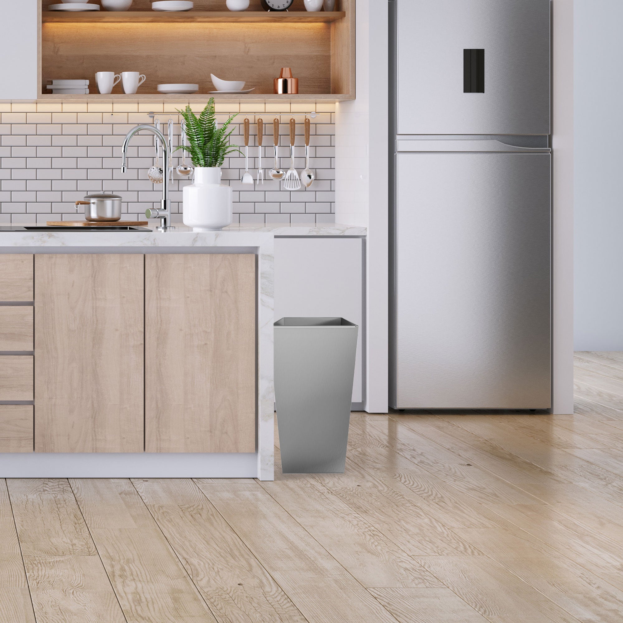 Rev-A-Shelf 74 Qt Trash Can for Kitchen Stainless Steel, Silver, 51-70-1SS - VMInnovations