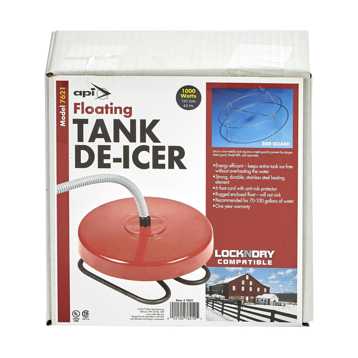 API 1000 Watt Thermostatic Floating Stock Tank Deicer & Heater, Red (Open Box) - VMInnovations
