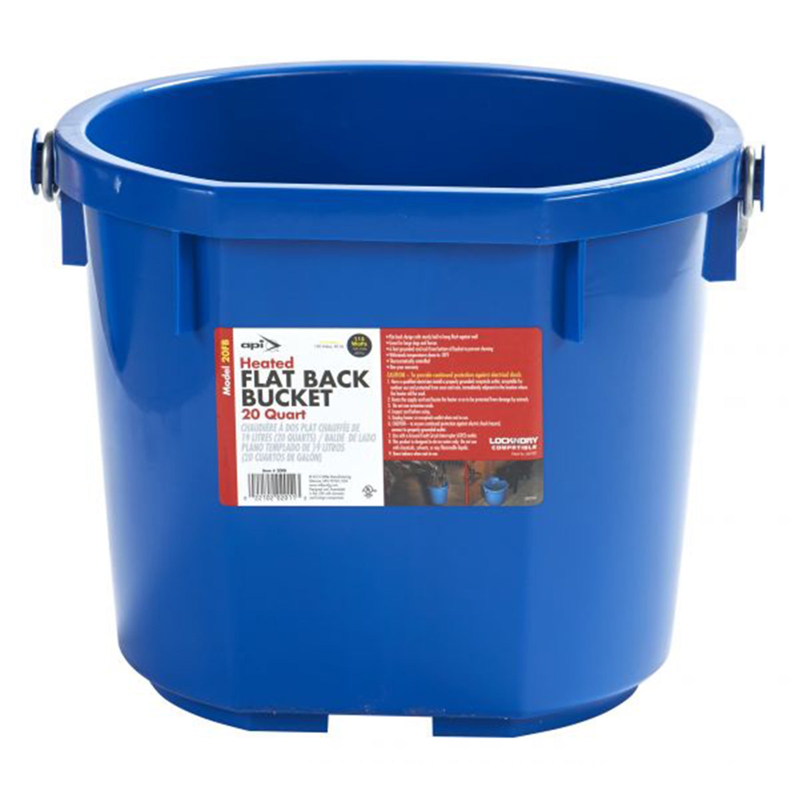 API 20 Quart Plastic Thermostatically Controlled Round Flat Back Heated Bucket - VMInnovations