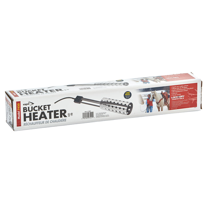 API 1000W Thermostatic Pail/Bucket Water Heater w/ Wire Guard, Silver (Open Box) - VMInnovations