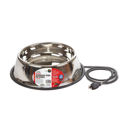 API 5 Quart Stainless Steel Thermostatically Controlled Nestable Heated Pet Bowl - VMInnovations