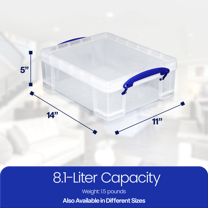 Really Useful Box 8.1L Plastic Storage Container w/Snap Lid & Clip Lock Handle