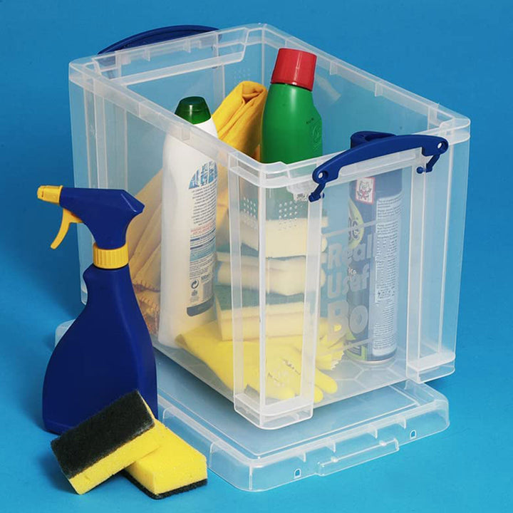Really Useful Box 19L Plastic Container w/Snap Lid & Clip Lock Handles(Used)