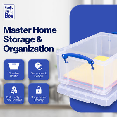 Really Useful Box 9L Plastic Container w/Snap Lid & Clip Lock Handles (Used)