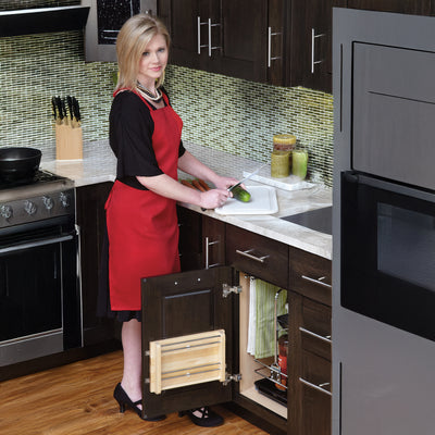 Rev-A-Shelf Kitchen Cabinet Wood Door Mount w/ Polymer Cutting Board, 4DMCB-15P - VMInnovations