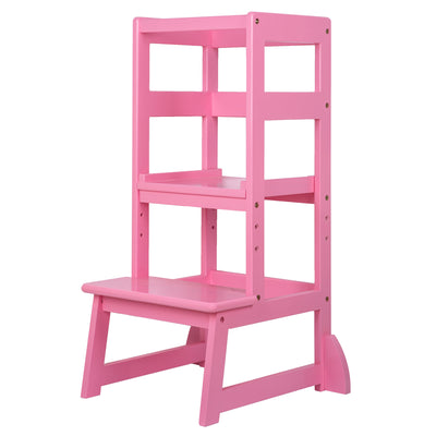 SDADI Mother's Helper Adjustable Height Kids Kitchen Step Stool, Pink (Open Box) - VMInnovations