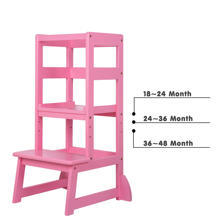 SDADI Mother's Helper Adjustable Height Kids Kitchen Step Stool, Pink (Open Box)