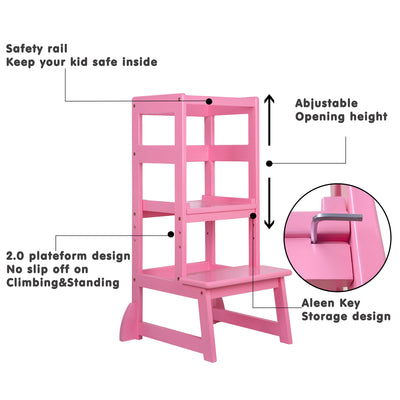 SDADI LT05E Mother's Helper Adjustable Kids Kitchen Step Stool, Pink (Used) - VMInnovations