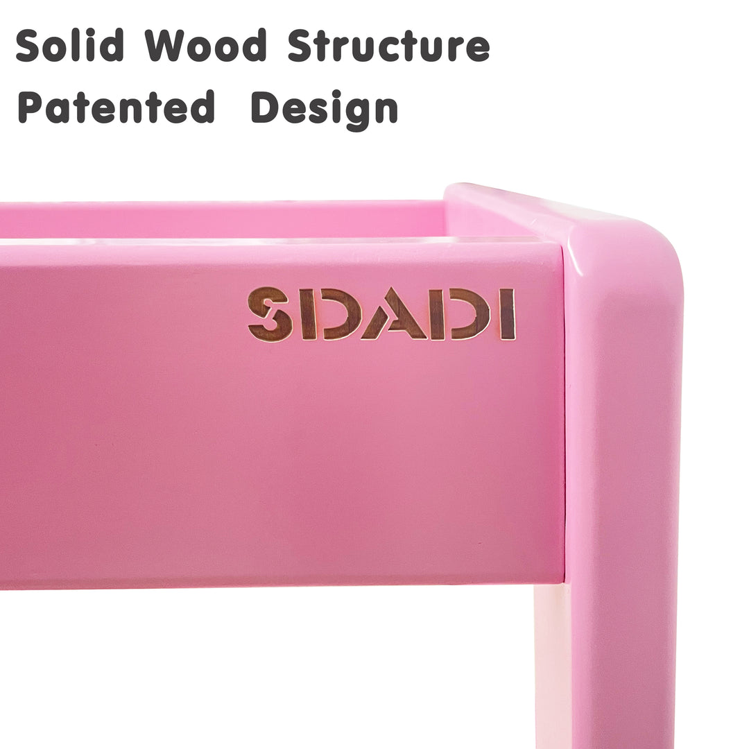 SDADI Mother's Helper Adjustable Height Kids Kitchen Step Stool, Pink (Open Box)