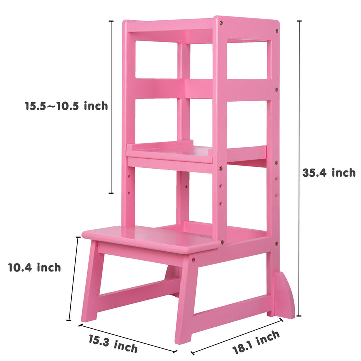 SDADI Mother's Helper Adjustable Height Kids Kitchen Step Stool, Pink (Open Box)