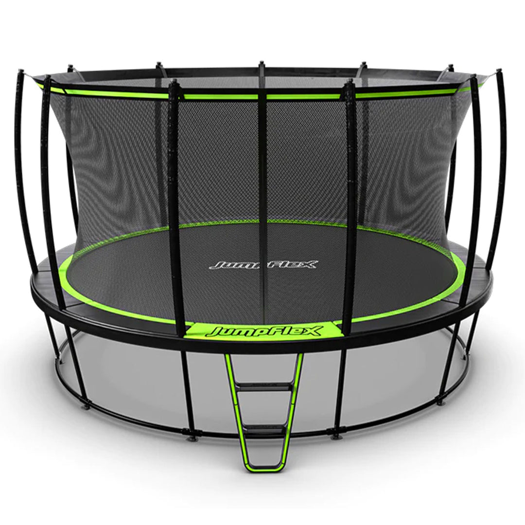 JumpFlex HERO 12' Trampoline with PROJAM Hero Basketball Hoop and Net Attachment - VMInnovations