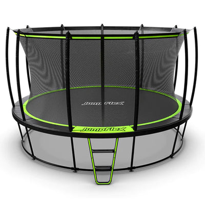 JumpFlex HERO 12' Trampoline for Kids Outdoor Play Equipment with Net and Ladder