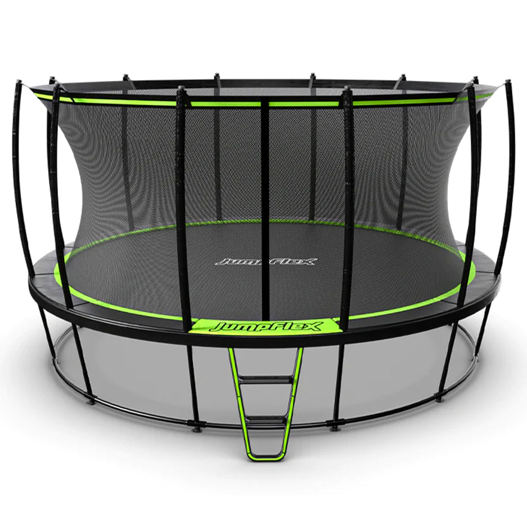 JumpFlex HERO 15' Trampoline for Kids Outdoor Play Equipment with Net & Ladder