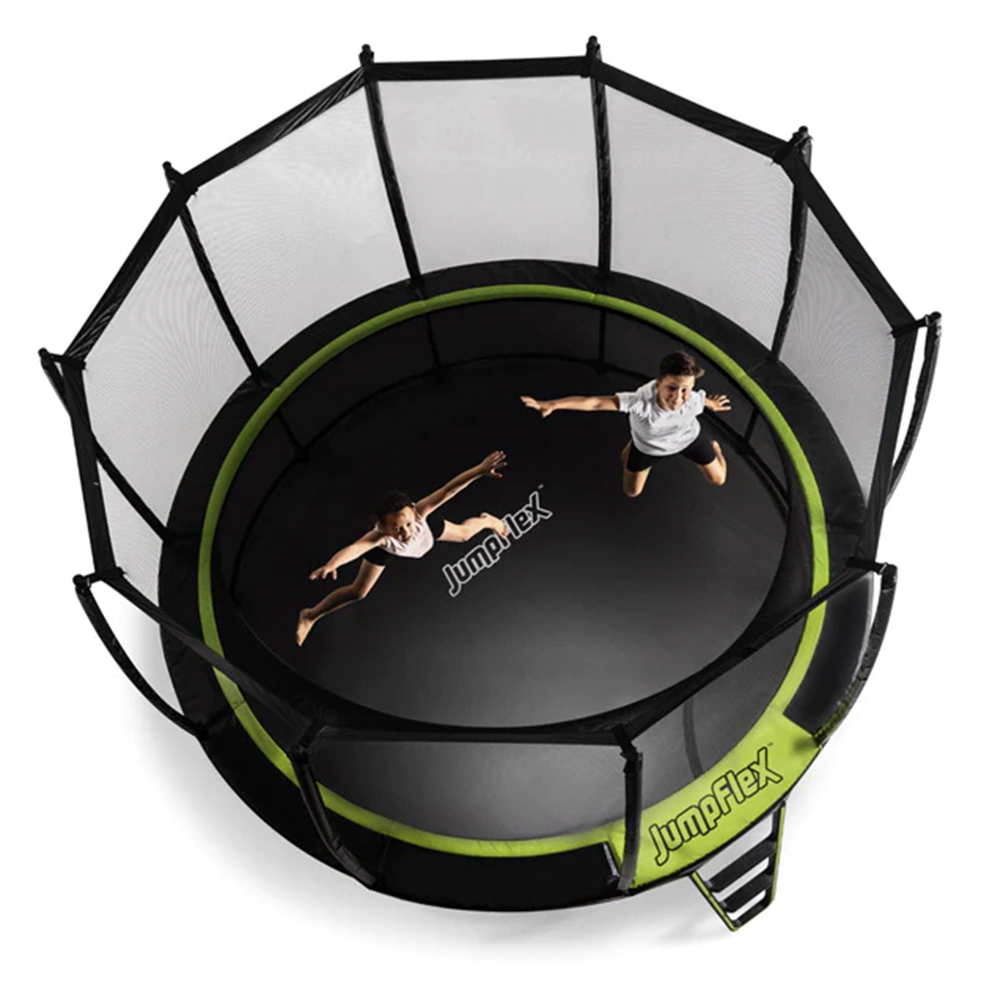 JumpFlex HERO 15' Trampoline for Kids Outdoor Play Equipment with Net and Ladder - VMInnovations