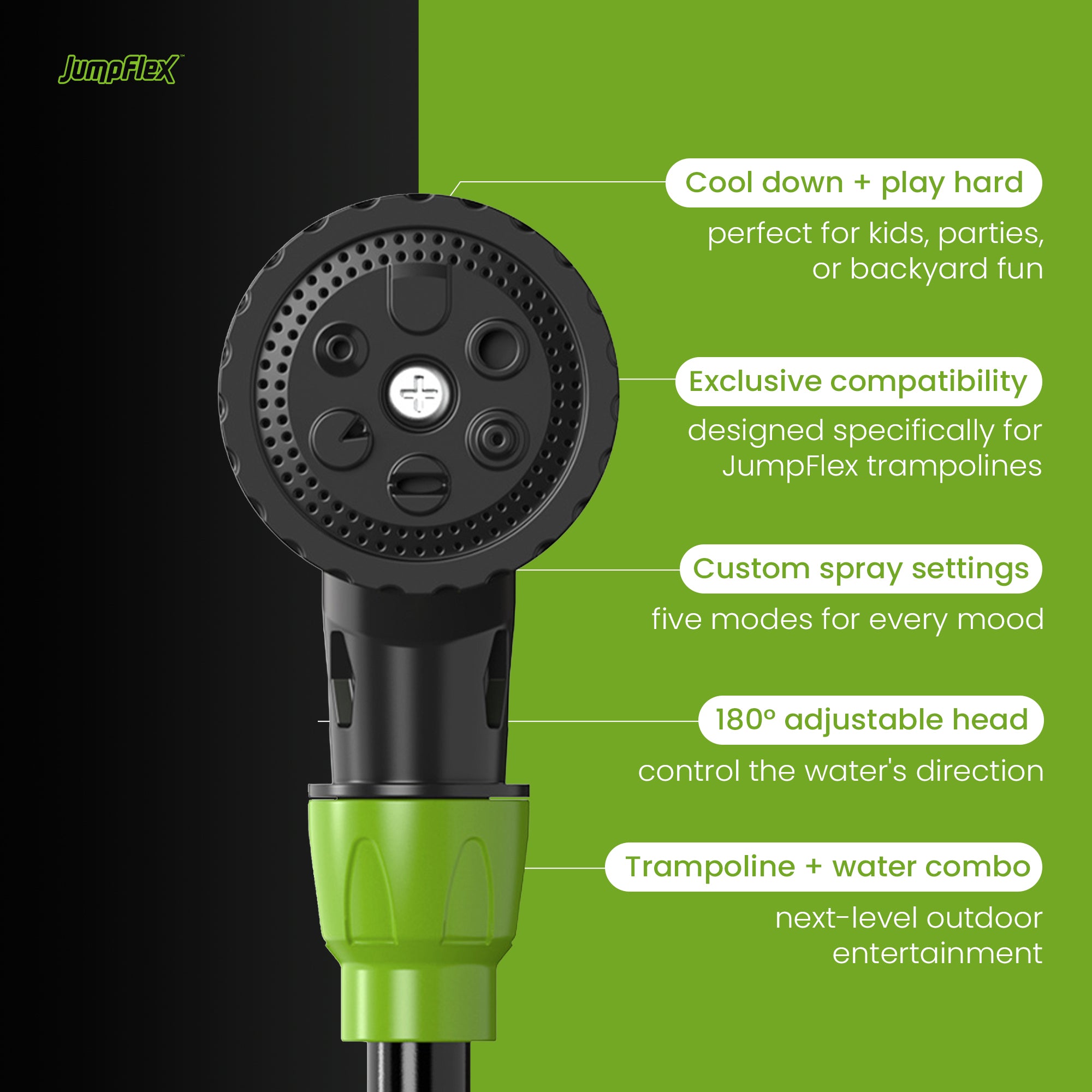 JumpFlex AquaJet Multi-Spray Sprinkler Water Hose Attachment for Trampolines