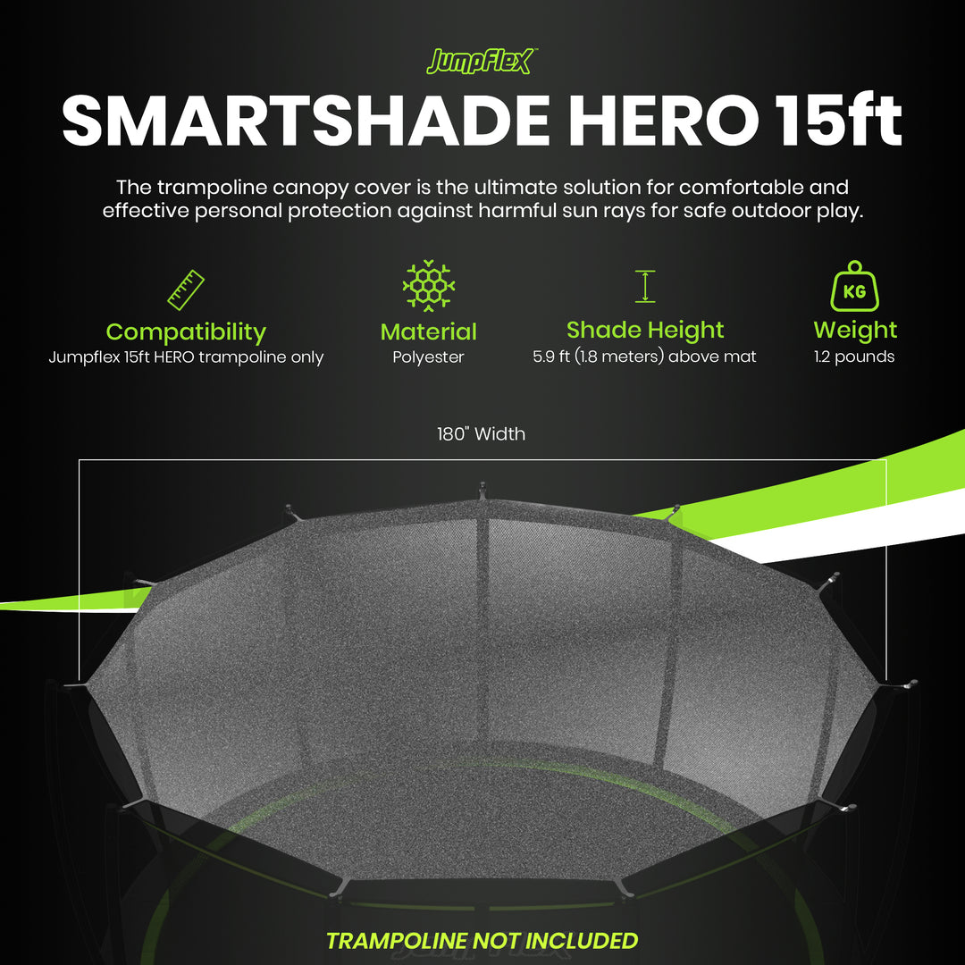 JumpFlex SMARTSHADE HERO 15' Trampoline Canopy Cover, TRAMPOLINE NOT INCLUDED