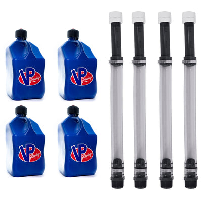 VP Racing Motorsport 4 Set 5.5 gal Fuel Jug w/4 Set Deluxe 14'' Hose Kit w/Cap