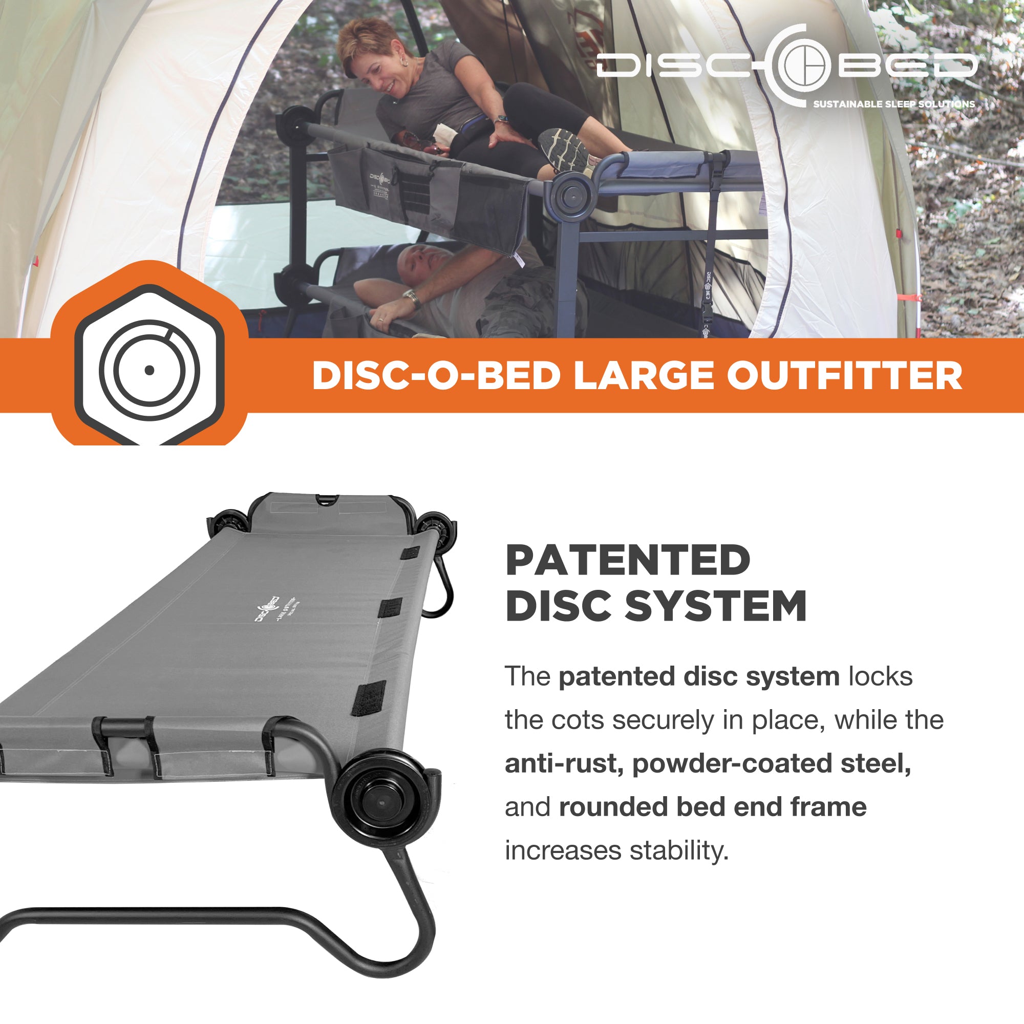 Disc-O-Bed Large Outfitter Bunk Benchable Double Cot w/Storage, Gray (Used) - VMInnovations