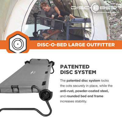 Disc-O-Bed Large Outfitter Bunk Benchable Double Cot w/Storage, Gray (Used) - VMInnovations