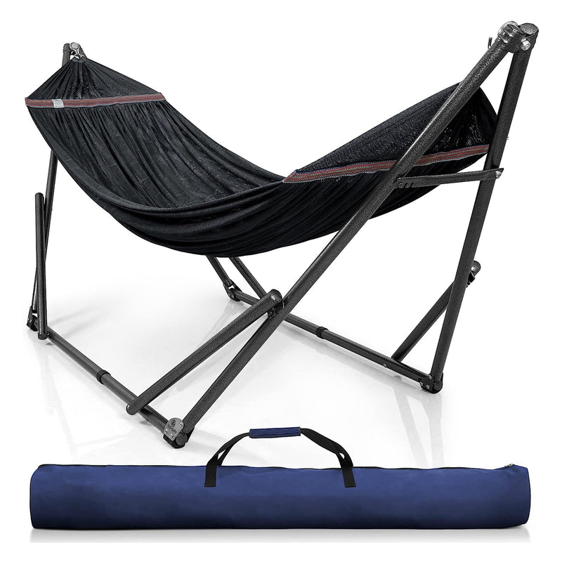 Tranquillo Universal 106.5" Double Hammock w/Adjustable Stand & Bag, Black(Used)