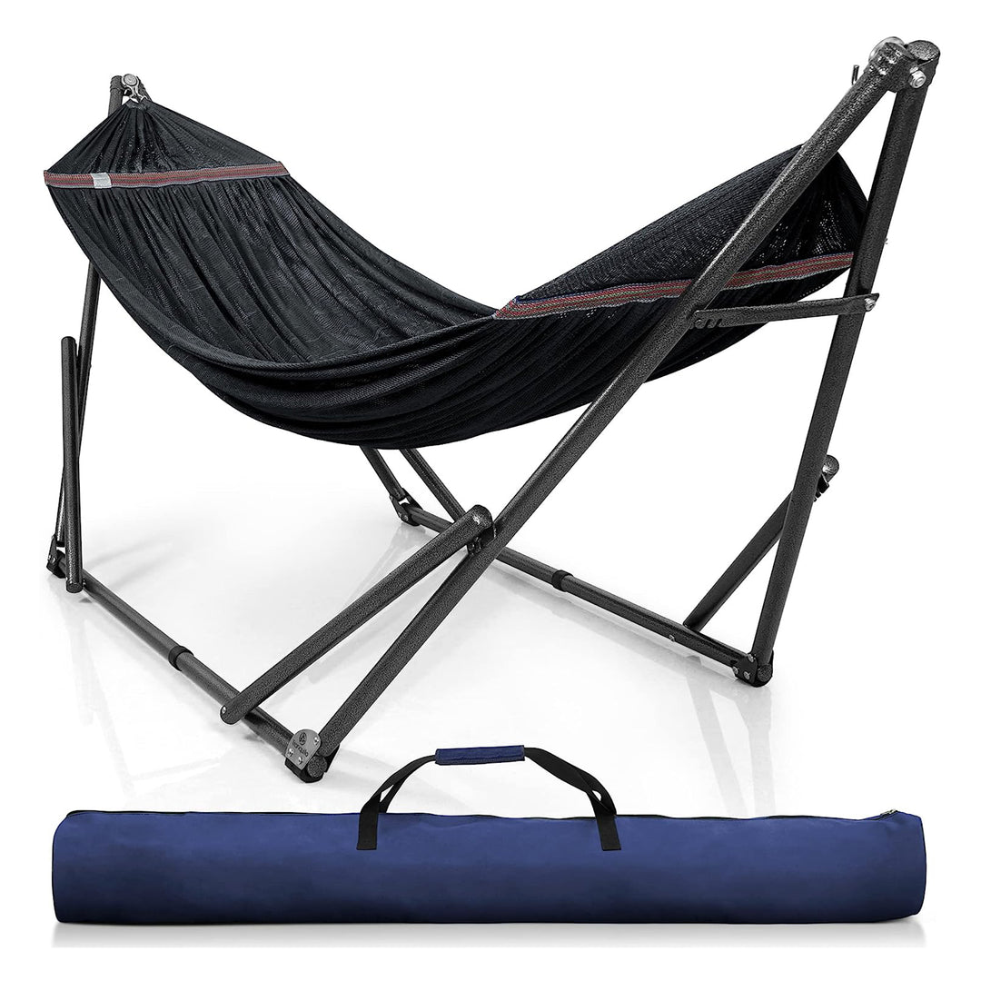 Tranquillo 106.5" Double Hammock w/Adjustable Stand & Bag, Black (Open Box)