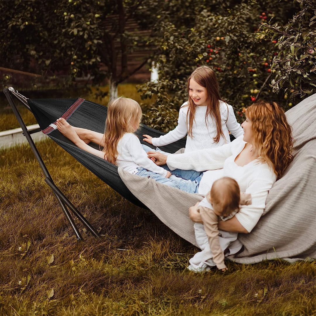 Tranquillo 106.5" Double Hammock w/Adjustable Stand & Bag, Black (Open Box)
